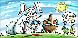 komiksowa kartka świąteczna na Wielkanoc