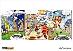 komiks dla pizzeri z bohaterem marki Tygrysem.