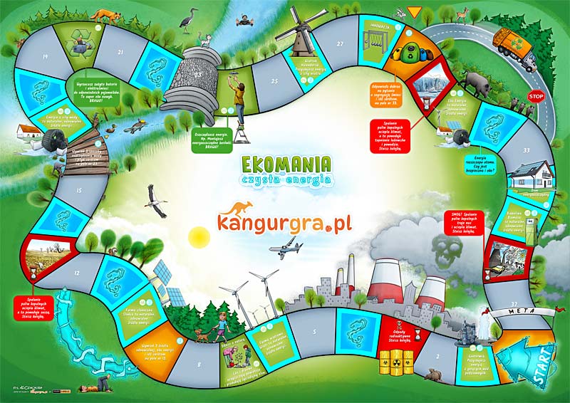 edukacyjna, eko gra planszowa XXL dla dzieci - EKOMANIA czysta energia