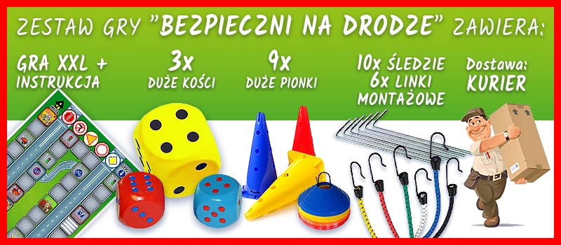 edukacyjna gra planszowa XXL dla dzieci - Bezpieczni na drodze, na rowerach