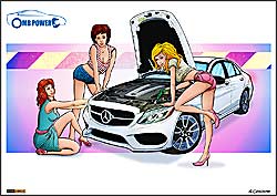 ilustracja reklamowa serwisu mercedesów MBPOWER