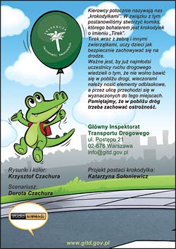 okładka komiksu edukacyjnego z krokodylkiem Tirkiem zaprojektowana dla GITD