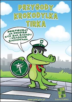 okładka komiksu edukacyjnego z krokodylkiem Tirkiem zaprojektowana dla GITD