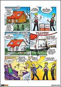 komiks reklamowy - majster Bolek i pomocnik ocieplają dom